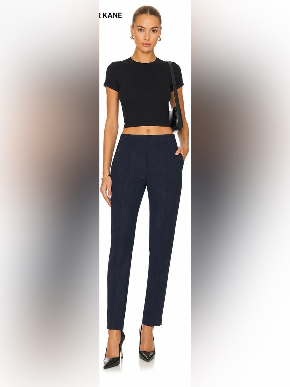 Christopher Kane Navy Blue Wool Blend Trousers Size 8 Designer Tailored